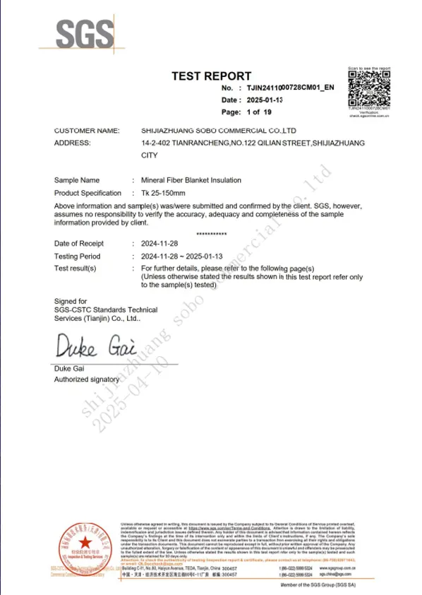 SGS -ASTM-Mineral Wool Blanket